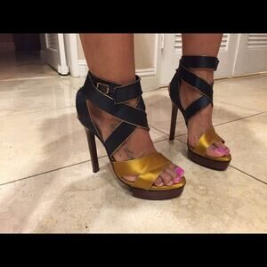 LANVIN 2012 Ankle Strap Heel Sandals Size 38.5 USA 8.5 Vintage